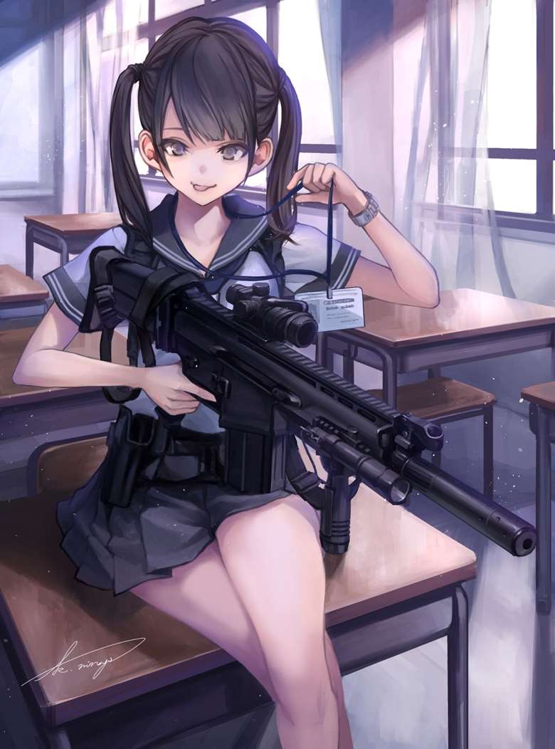 武装JKSCARH|海凪コウ【KOH】的水手服少女插画图片