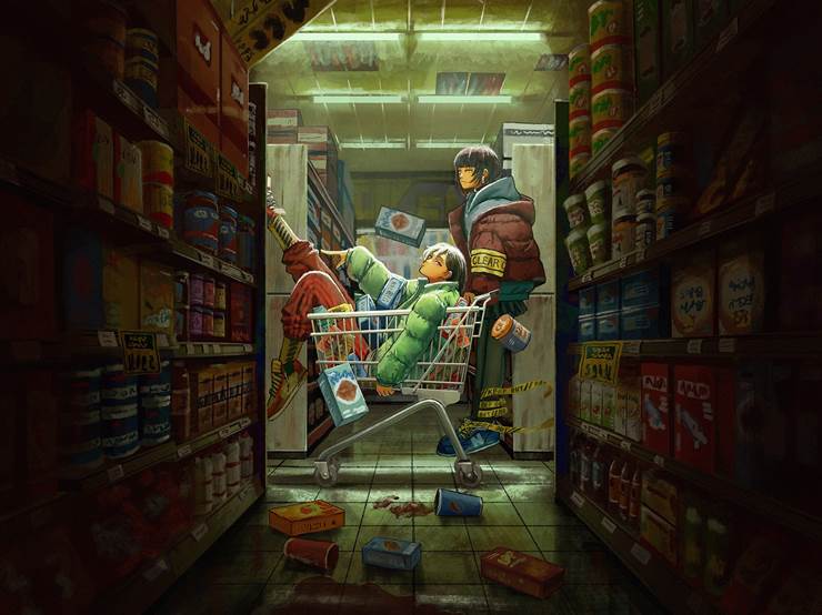 Shopping|插画师森コーポ的便利店货架插画图片