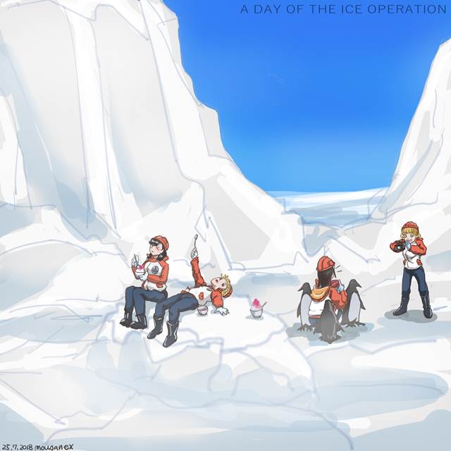 shaved ice, pixiv今日出题, A Place Further than the Universe, 比宇宙更远的地方, Yuzuki Shiraishi, Mari Tamaki, Hinata Miyake, 企鹅, Shirase Kobuchizawa