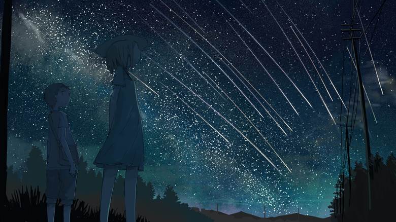 夏空を见上げて－夜－|うーぱーぴん的Pixiv高清风景插画图片