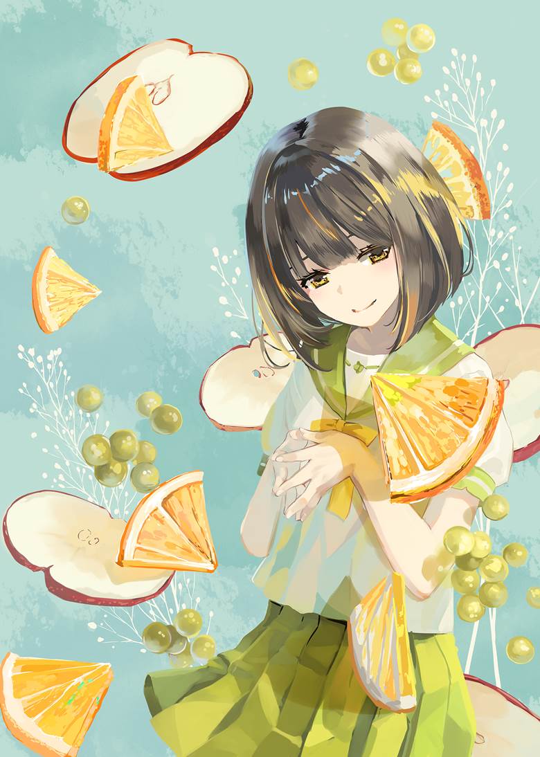 リンゴとオレンジ|成瀬ちさと的水手服少女插画图片