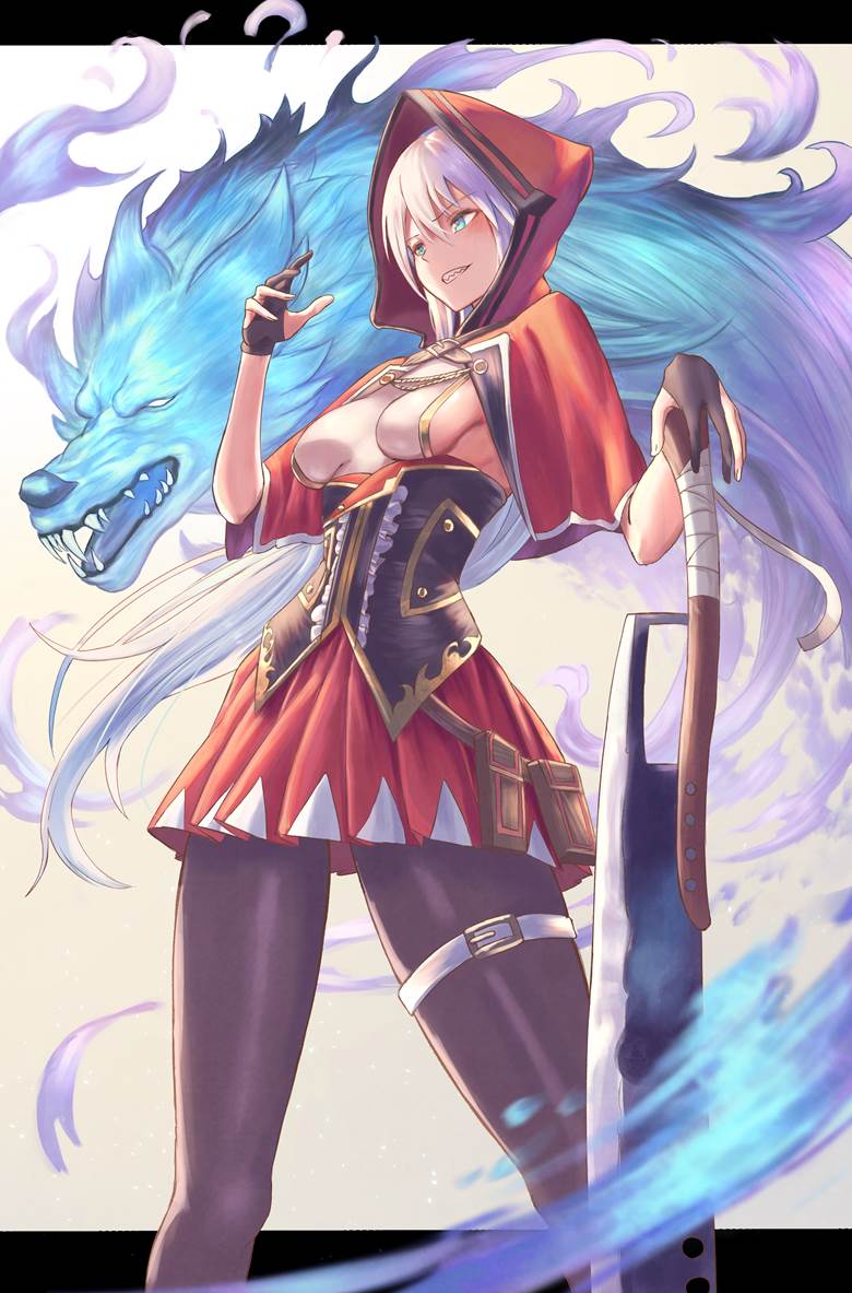 原创, 女孩子, 小红帽, 束腰, 黑裤袜