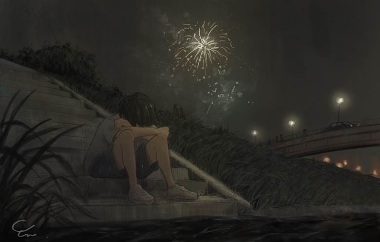 原创, night view, 夏天, 焰火, 楼梯