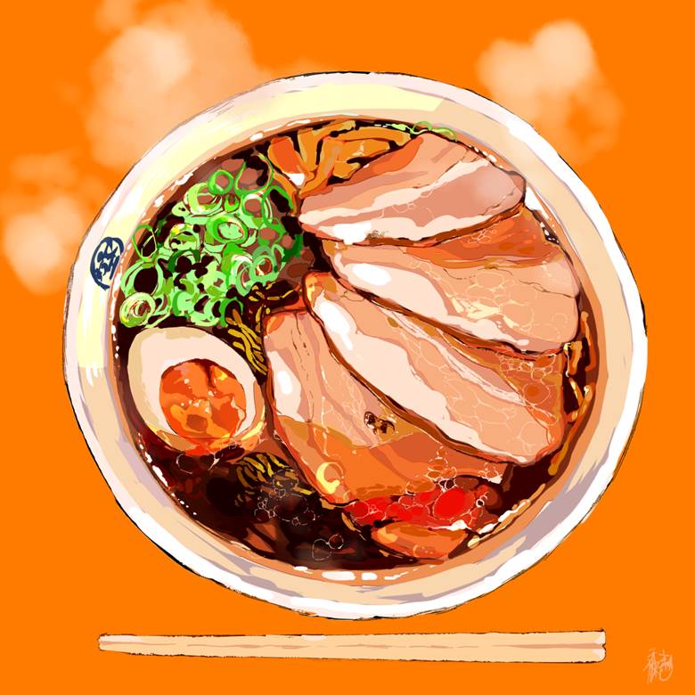 ラーメン|天川たまを的拉面美食插画图片