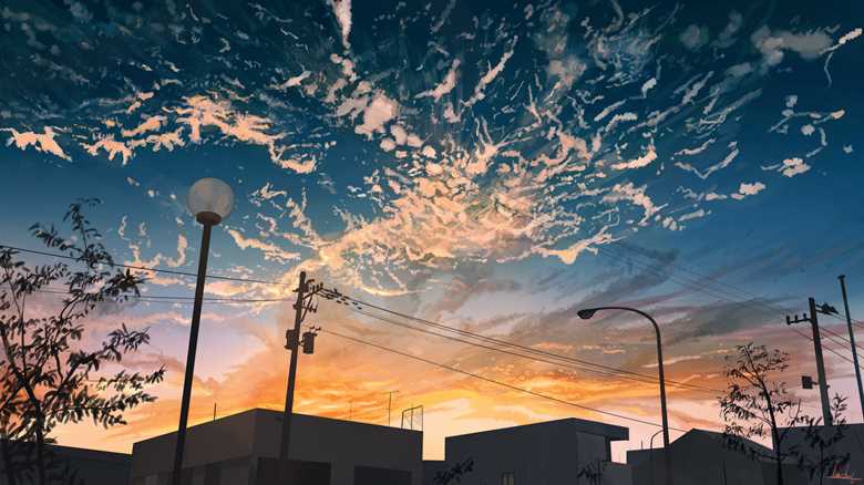 scenery, sky, background, original, illustration, summer, sunset, original 7,500+ bookmarks