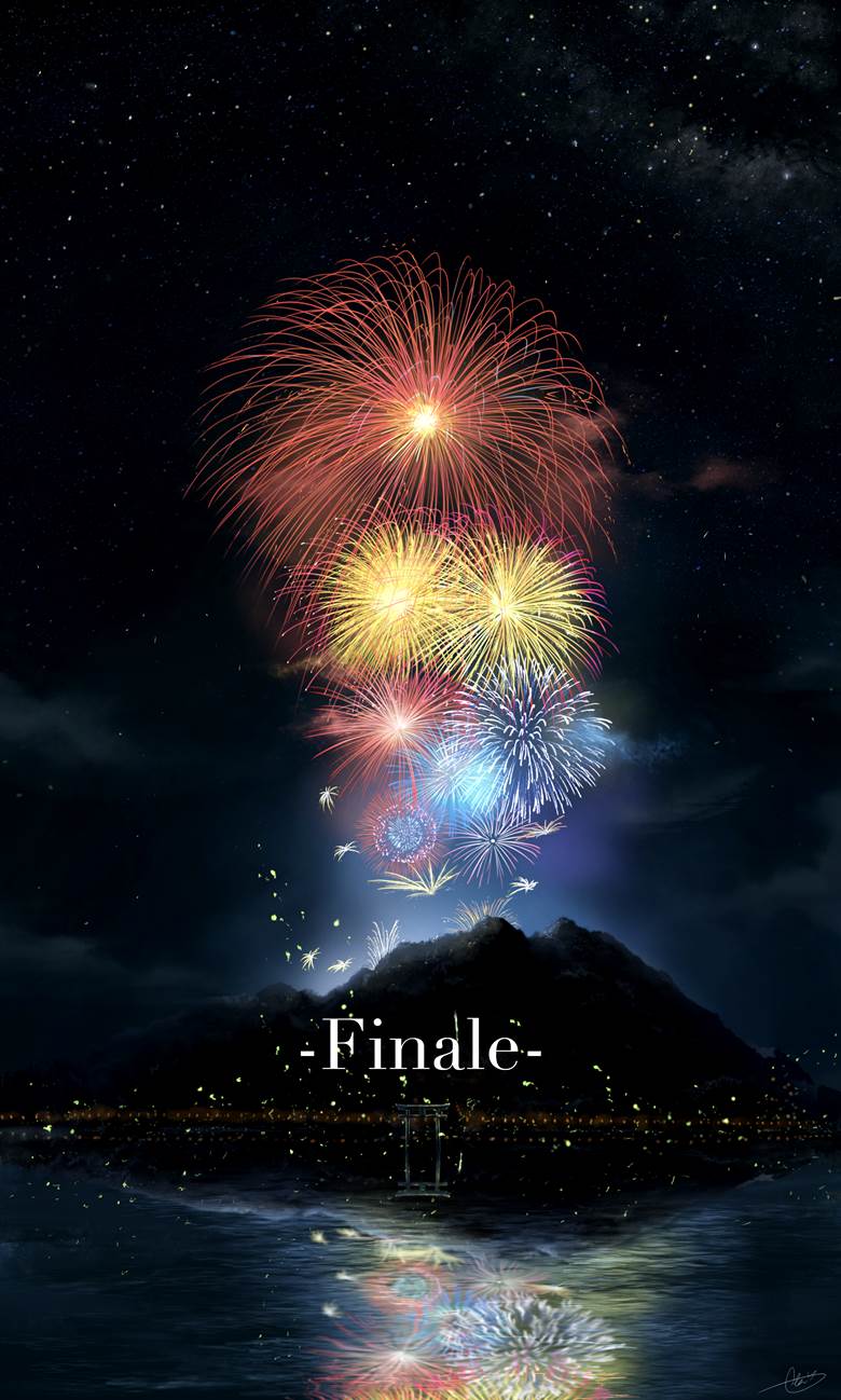 original, scenery, background, fireworks, summer, illustration