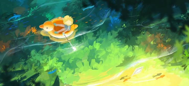 water, nature, reflection pool, 原创, 风景, background, 场景, illustration, forest