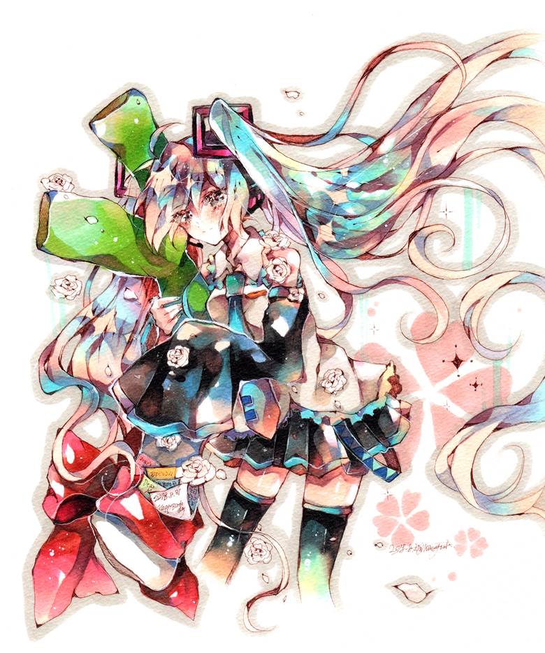 hatsune miku, copic, traditional, VOCALOID 100+ bookmarks