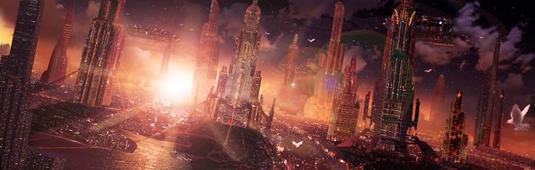 风景, 原创, background, city, 夕阳, spaceship