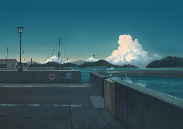港|おかゆー的风景壁纸插画图片