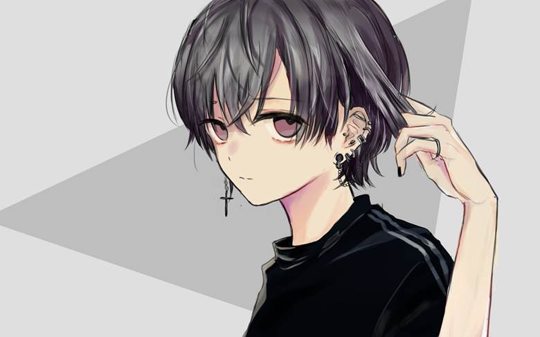 ピアスはおり的帅哥插画图片