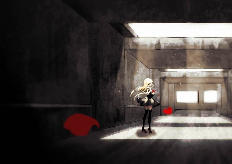 废墟, 原创, rose, 金发, 过膝袜, 哥特萝莉, 原创, 女孩子