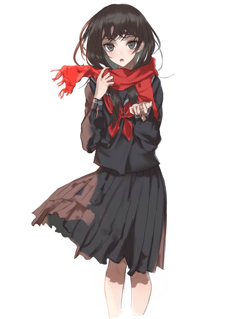 scarf, uniform, original, girl, sailor uniform, brown hair, long hair, emperor, Original 300+ bookmarks