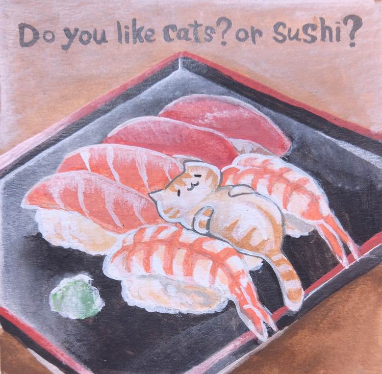 ねこ寿司|MikaNeichi的寿司美食插画图片