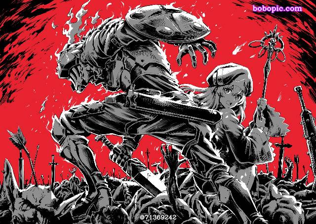 ゴブリンスレイヤー1000users入り,二次创作,哥布林杀手,女神官(ゴブリンスレイヤー),女神官(哥布林杀手),小鬼を殺す者,黑白图片