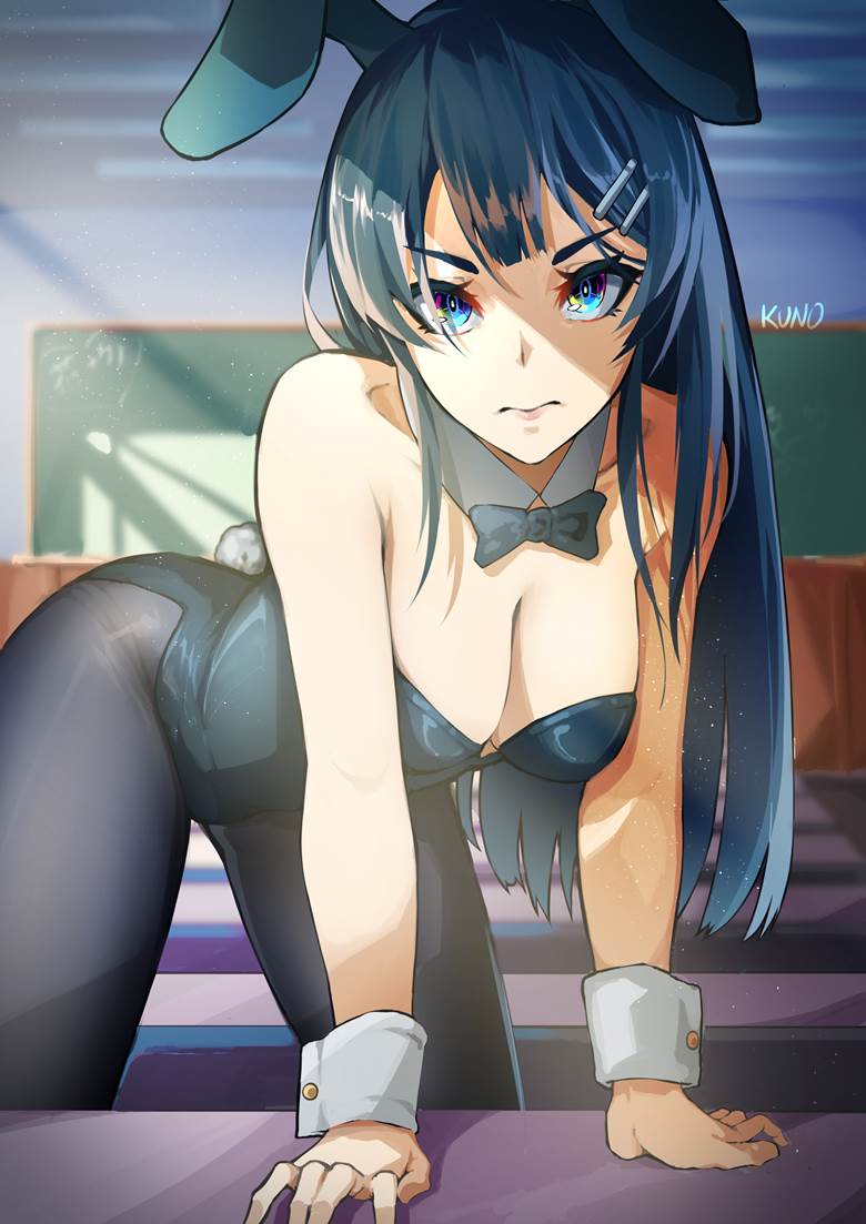 青春猪头少年不会梦到兔女郎学姐, 樱岛麻衣, large breasts, 兔女郎, 尻神样, 魅惑的乳沟, 黑裤袜, 黑长直, 青春猪头少年, 青春猪头少年1000收藏