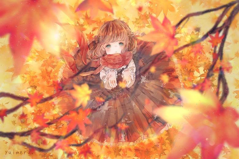 秋の季节|yuimeru的秋天美景插画图片