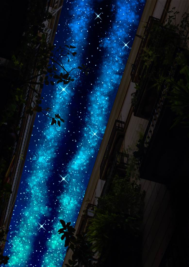 天の川とバルコニー|星海空Hoshiumisora的植物景观插画图片