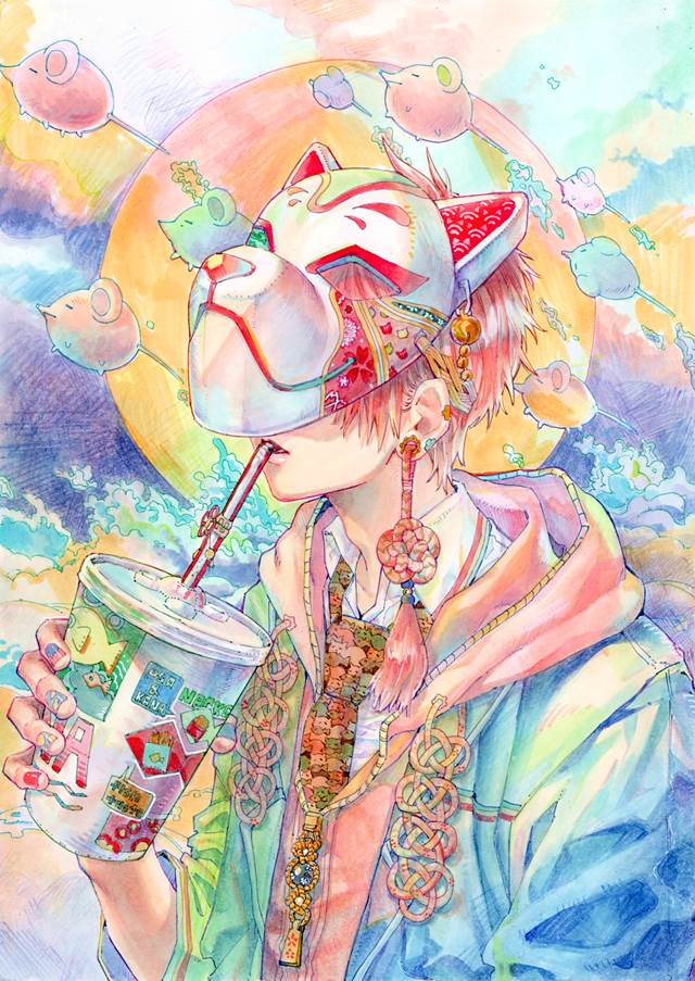 原创, copic马克笔, 手绘, 品味优雅, 原创1000users加入书籤, fox mask