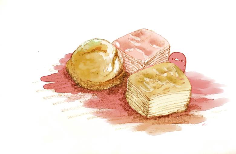 プチシューとプチミルクレープ|チャイ的Pixiv甜点小鸡插画图片