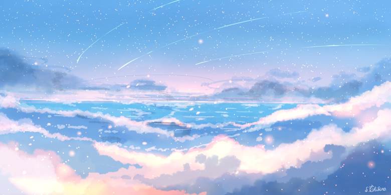 云海流星|樱田千寻的高清风景插画图片