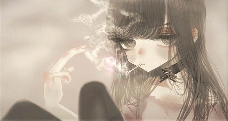 original, girl, doodle, creation, kneesocks, cigarette, tobacco, smoke, Original 100+ bookmarks