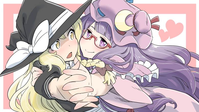 东方, 帕秋莉·诺蕾姬, 雾雨魔理沙, 东方Project, 帕秋莉×魔理沙, kawayabug, 东方project1000收藏