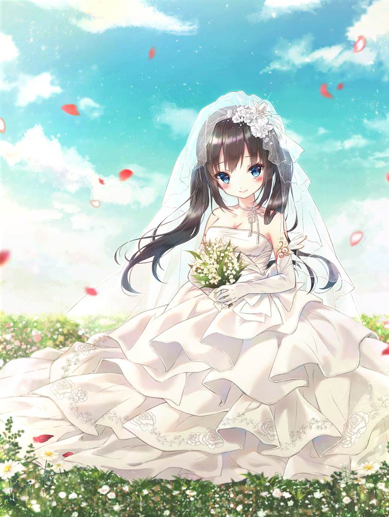 |Miniお的穿婚纱的新娘插画图片