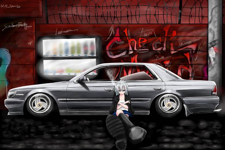 Scarlet Devil Mansion, cigarette, sakuya, sakuya izayoi, car, Touhou, Touhou motorization