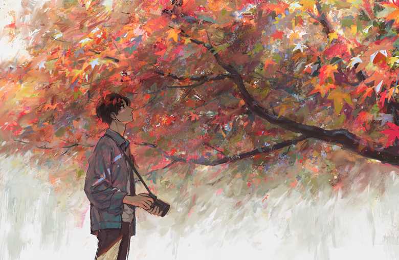 autumn leaves, 男孩子, camera, 原创10000users加入书籤, oil painting