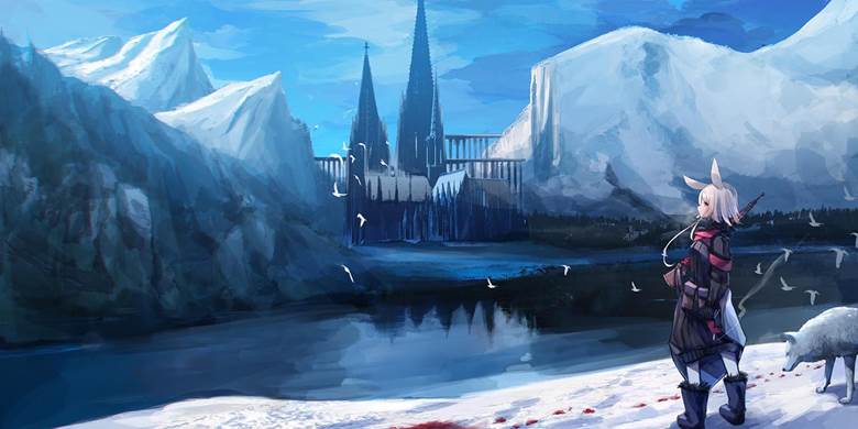 冬と狩人|Sagiri的冬天风景插画图片