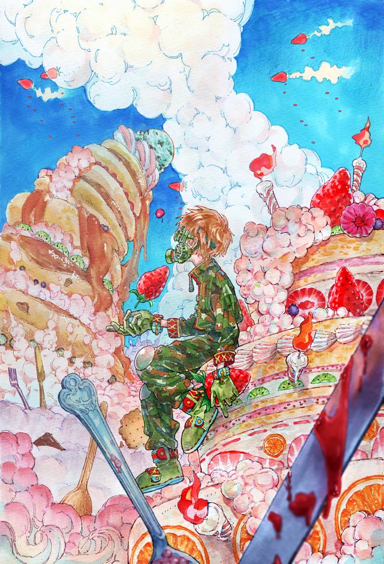 手绘, 原创, copic马克笔, 防毒面具, 食物100收藏, Original 300+ bookmarks