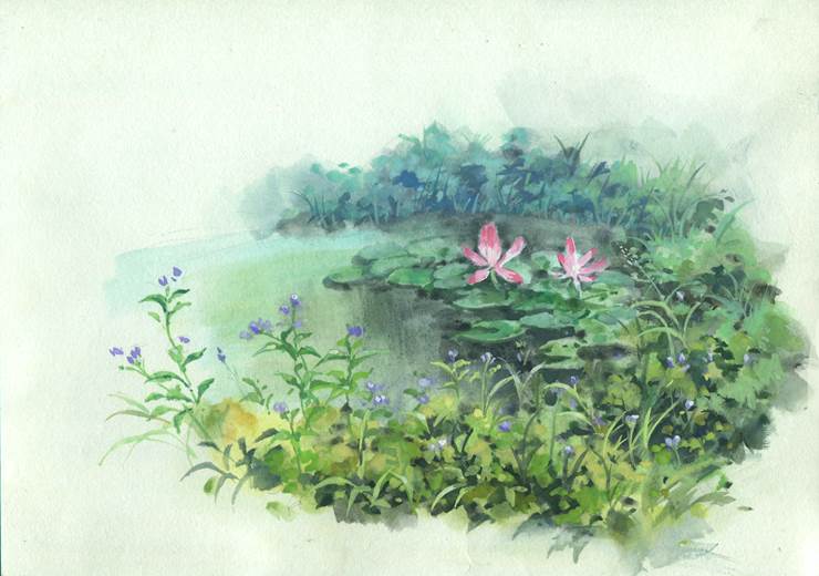 风景, 治愈, nature, 插画, landscape painting, plant, background art, watercolor, background