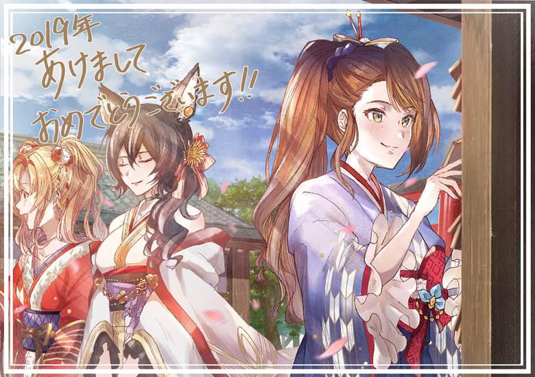 碧蓝幻想, 碧蓝幻想, Beatrix (Granblue), Zeta (Granblue), Ilsa (Granblue), New Year's illustration, 野生的官方, 碧蓝幻想100收藏