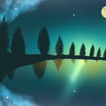 反射|青原匠的夜景星空插画图片