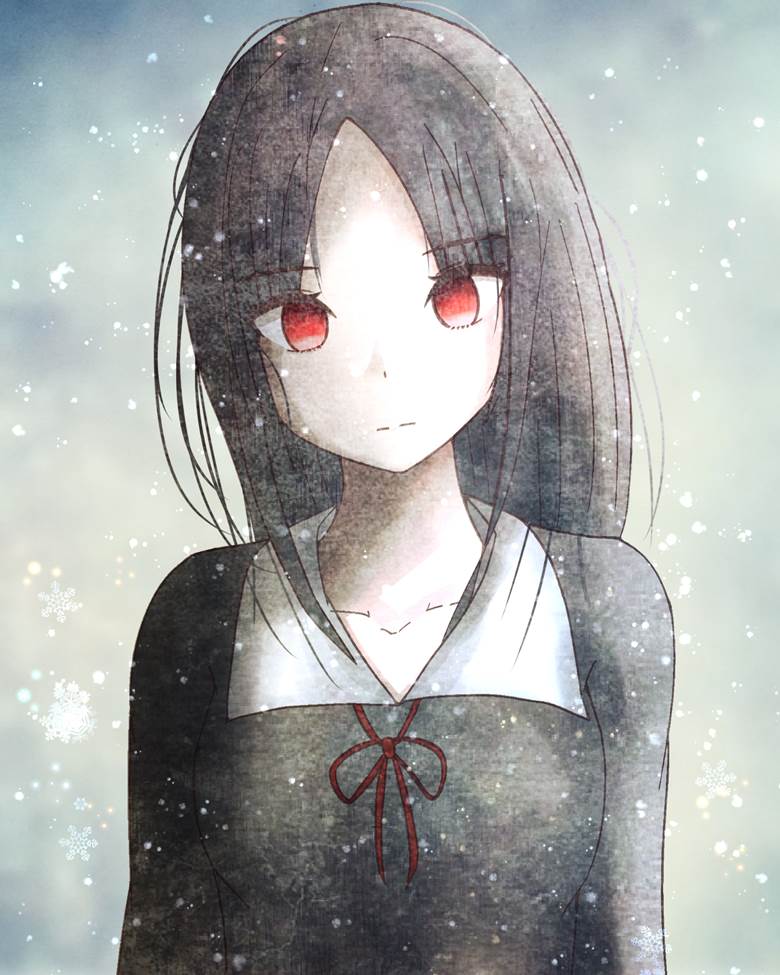 辉夜大小姐想让我告白~天才们的恋爱头脑战~, 四宫辉夜, 女孩子, uniform, snow, winter, 黑色连衣裙, string ribbon, 辉夜大小姐想让我告白100收藏