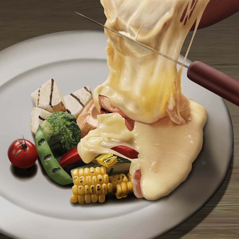 ラクレットチーズと野菜料理|トシ的Pixiv美食插画图片