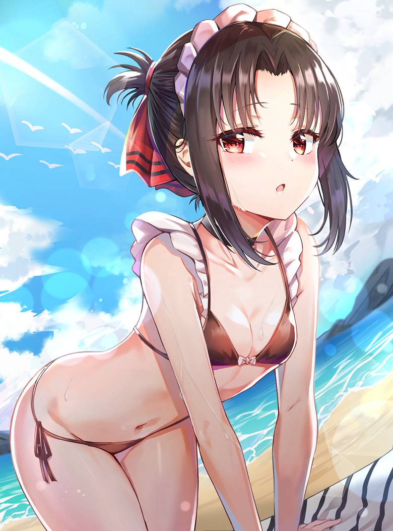 swimsuit, Kaguya Shinomiya, Kaguya-Sama: Love is War, maid, Kaguya-sama: Love is War 10000+ bookmarks, maid bikini, cleavage, on all fours