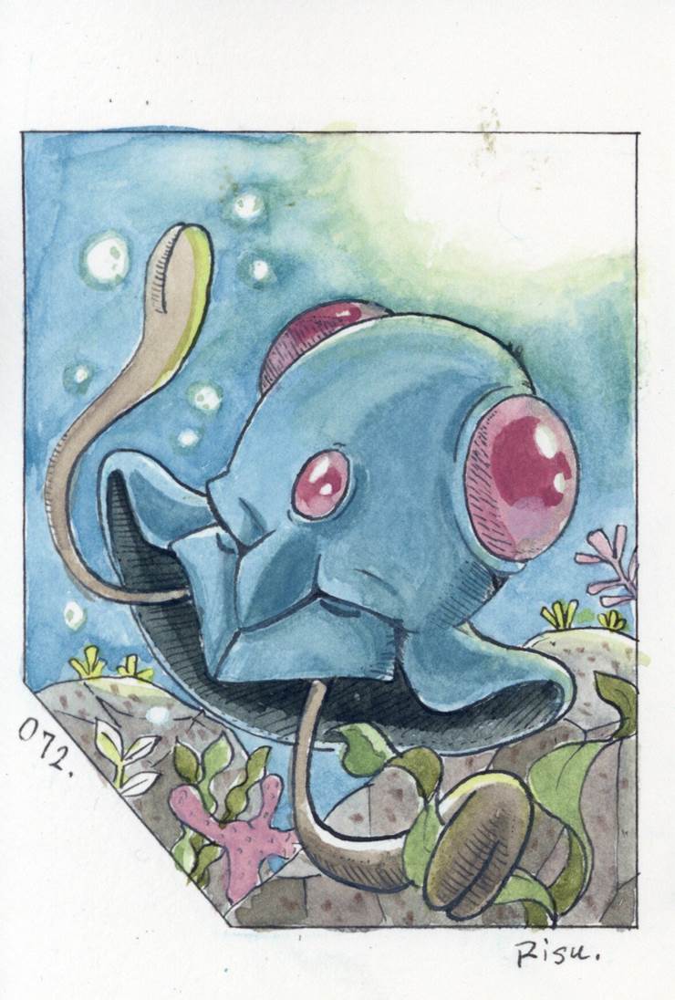 关都#72水母宝可梦，玛瑙水母(メノクラゲ)插画图片