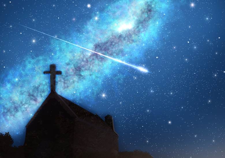 テカポ湖の夜空|きょん的流星风景插画图片