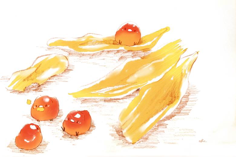 ドライマンゴー|チャイ的Pixiv甜点小鸡插画图片