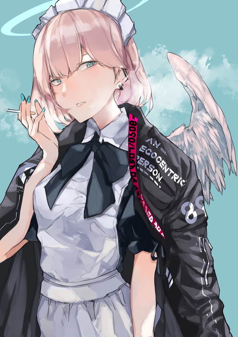 原创, beautiful girl, 可爱, angel, 香烟, 女仆装