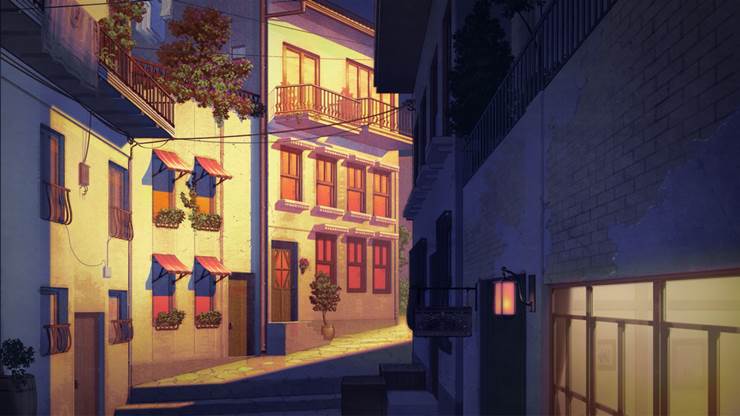 原创, 风景, background, town, townscape, 夕阳, back alley