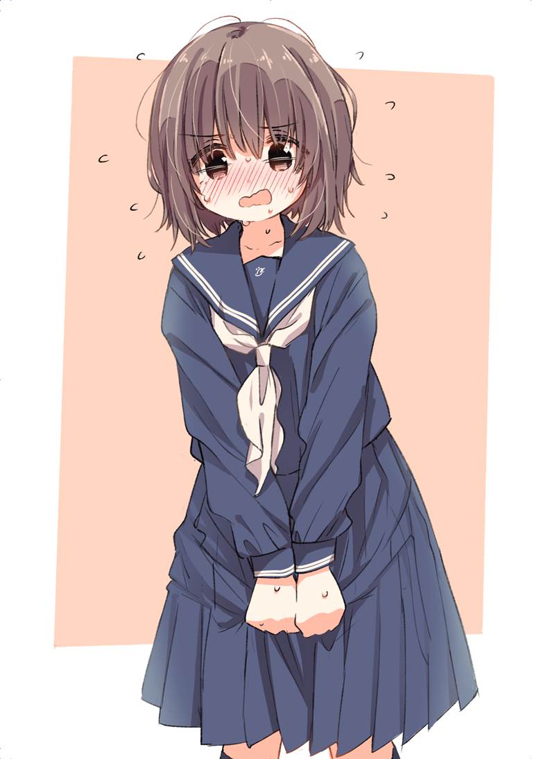 もじもじしてる女子高生|まつだひかり的pixiv女高中生插画图片