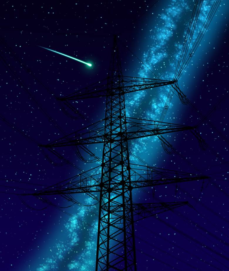 星明りの铁塔|星海空Hoshiumisora的铁塔风景插画图片