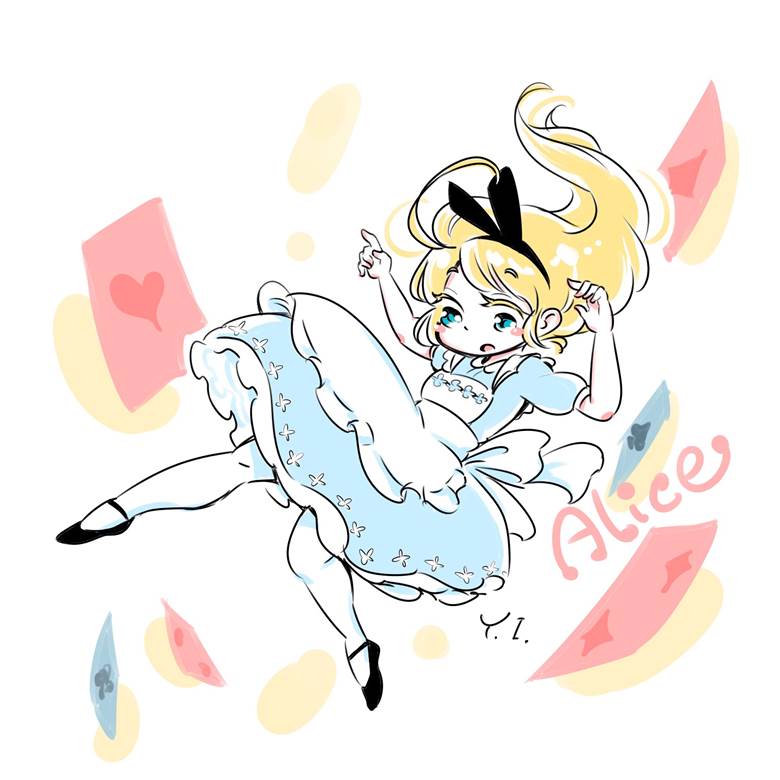 爱丽丝, 爱丽丝梦游仙境, 女孩子, 涂鸦