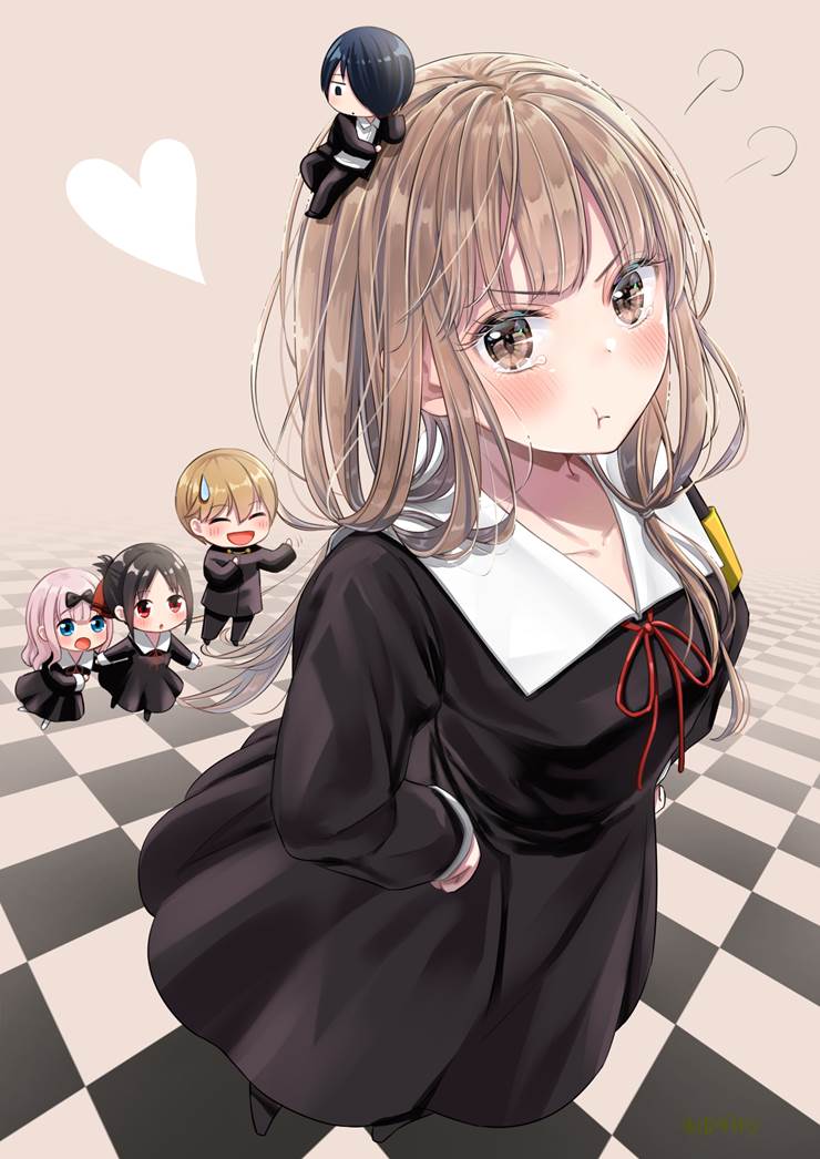 辉夜大小姐想让我告白~天才们的恋爱头脑战~, Miko Iino, 四宫辉夜, Chika Fujiwara, Miyuki Shirogane, Yu Ishigami, 女高中生, 黑色连衣裙, Kaguya-sama: Love is War 5000+ bookmarks