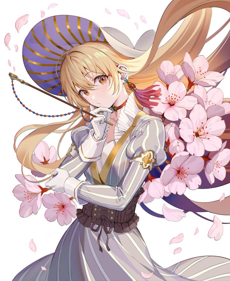 原创, 女孩子, 樱, spring, 金色长发, 樱花, 束腰, wide brim hat, 原创10000users加入书籤