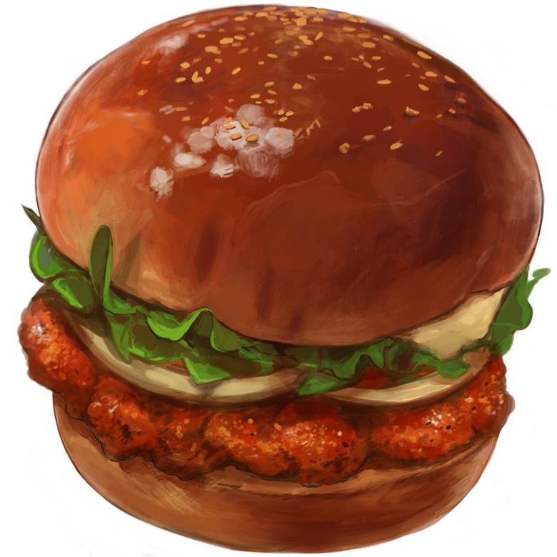 ハンバーガー|いちまわにはね的汉堡包美食插画图片