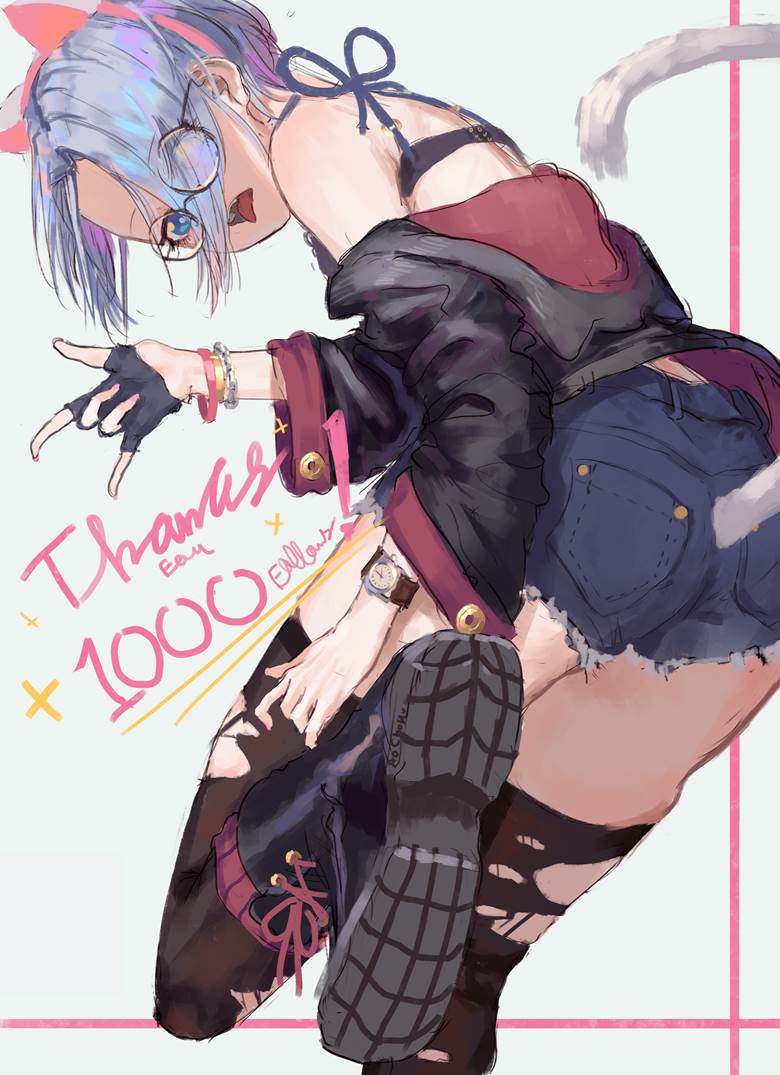 原创, cat ears, 眼镜, 女孩子, 短发, 热裤, 尻神样